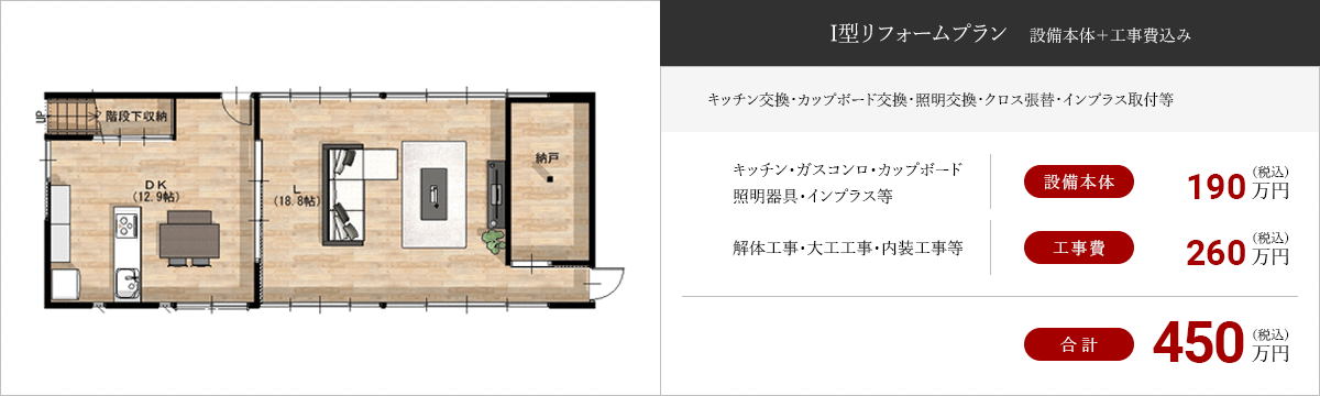 I型リフォームプラン 設備本体＋工事費込み