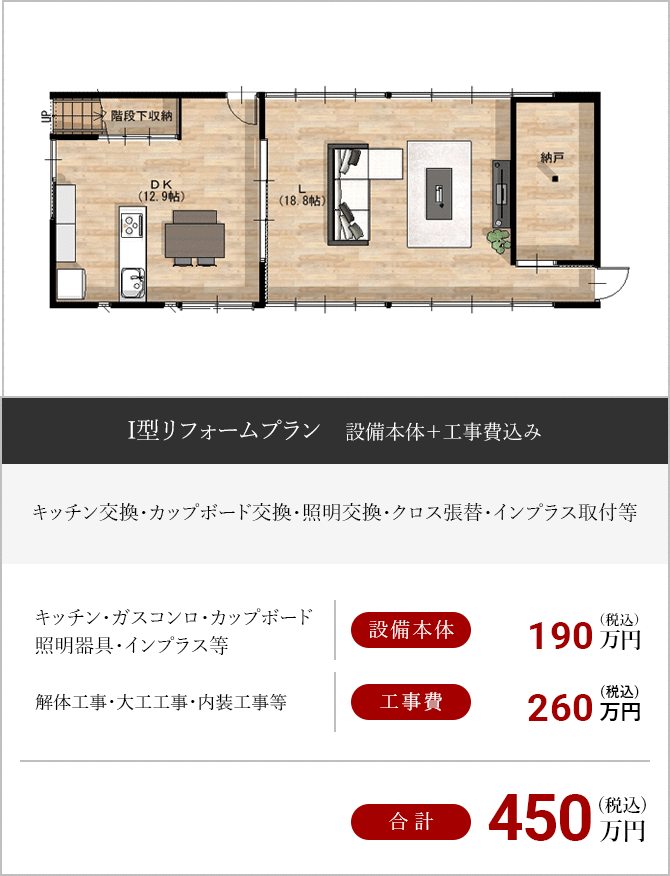 I型リフォームプラン 設備本体＋工事費込み